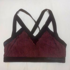 Lorna Jane pink with black mesh overlay sports bra